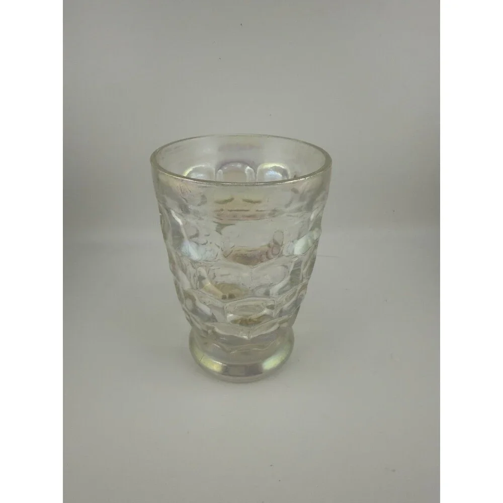 Vintage MID CENTURY 1960s Pressed COLONIAL Iridescent FEDERAL GLASS 10oz Tumbler